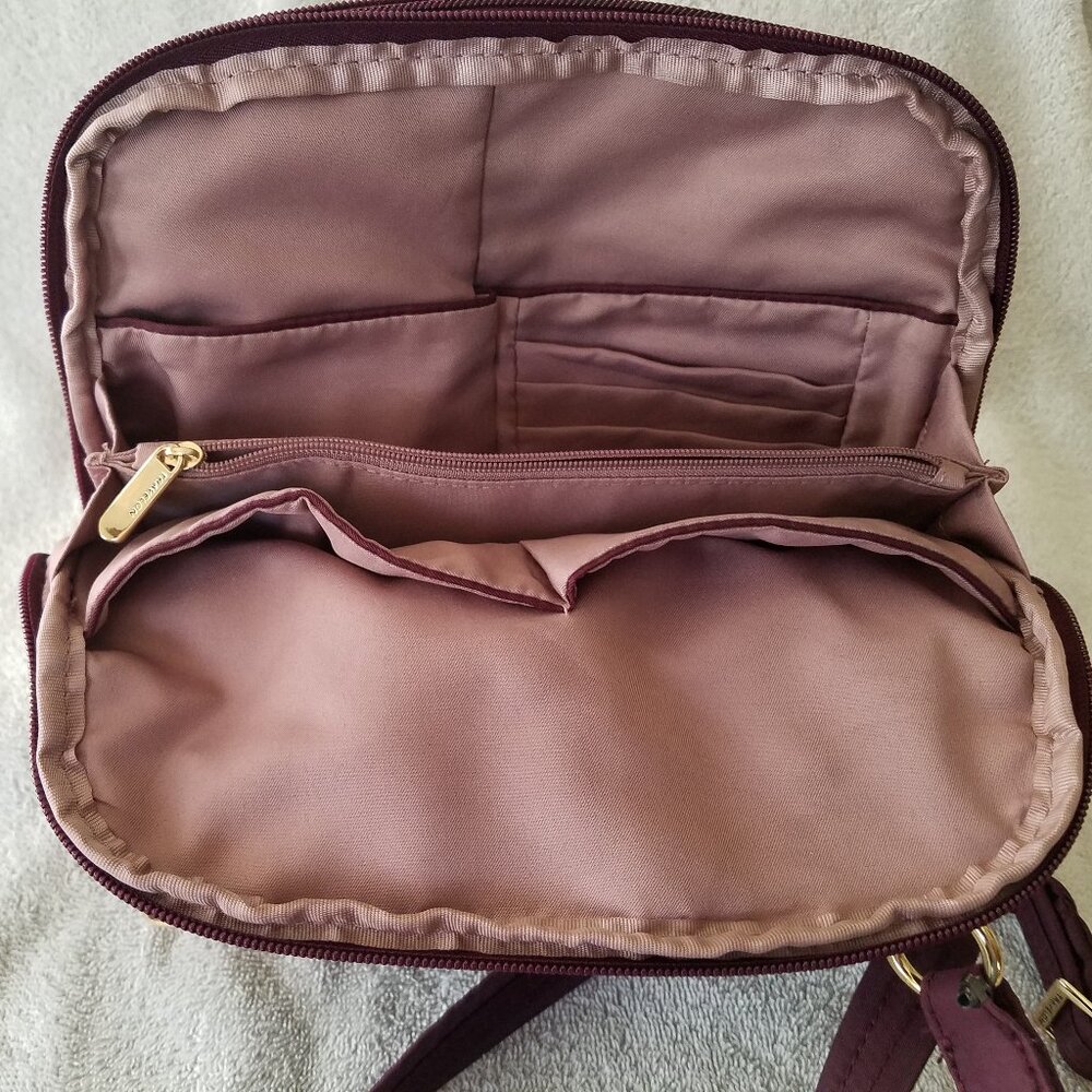 TRAVELON ANTI-THEFT DOMED CROSSBODY- MEDIUM, WINE, RFID & SLASH RESISTANT - Picture 5 of 11
